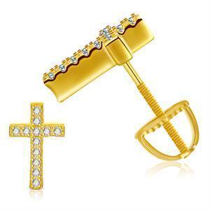 Solid 925 Sterling Silver Genuine VVS Iced Cross Hip Hop Earrings - CaratixJewelry